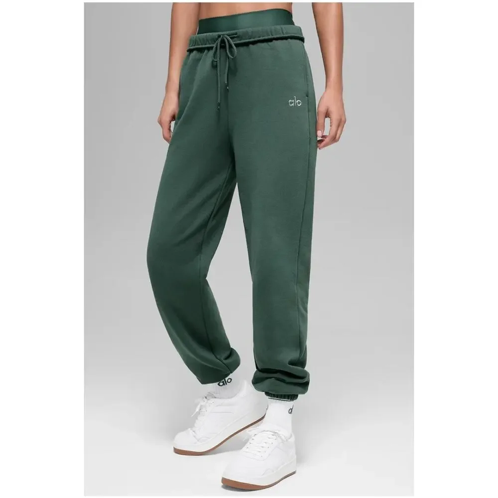 NWT Alo Yoga Accolade Sweatpants Clover Green Athleisure Lounge Womens Size XS